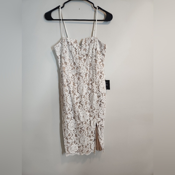 Nwt LULUS Amazing Allure White Crochet Lace Bodycon Midi Dress size S - Picture 3 of 10